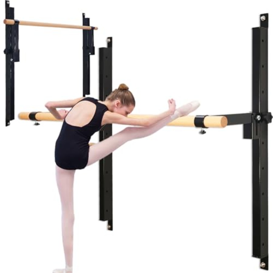 Home Gym Foldable - 壁掛けバレエバー 4フィート/5フィート 高さ調節可能 折りたたみ式 ダンスバー 家庭用ジム向け