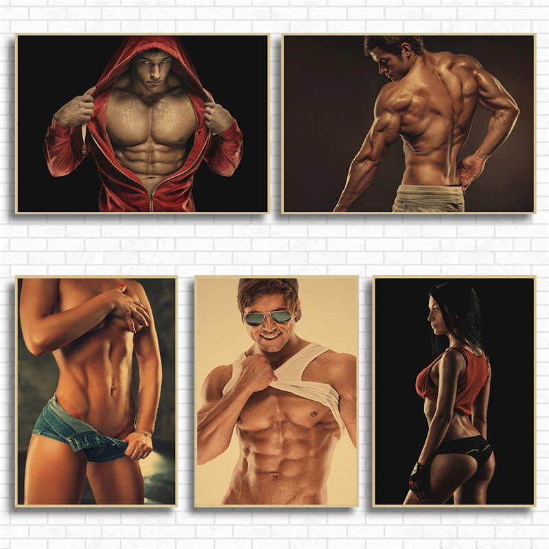 Home Gym Wallpaper - ボディビルディング用のヴィンテージクラフト紙,壁のポスター,家,ジム,オフィスの装飾用の印刷された壁の芸術