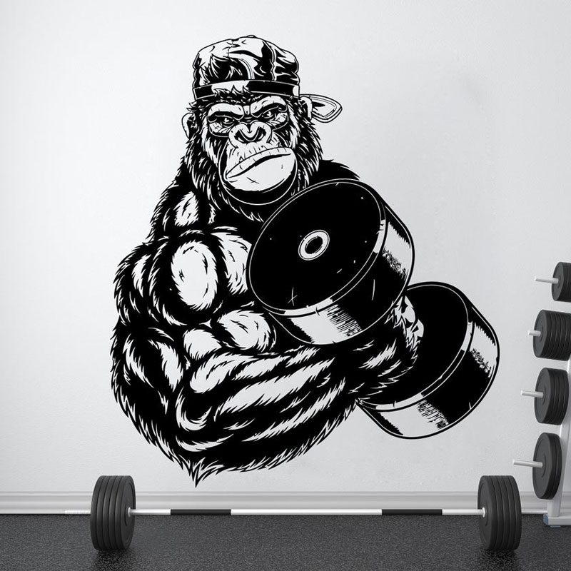 Home Gym Interior Design - ゴリラボディービルダージムフィットネス壁デカールショー強い強度ステッカービニールホームインテリアインテリアデザインミューラルリムーバブルステッカー4663