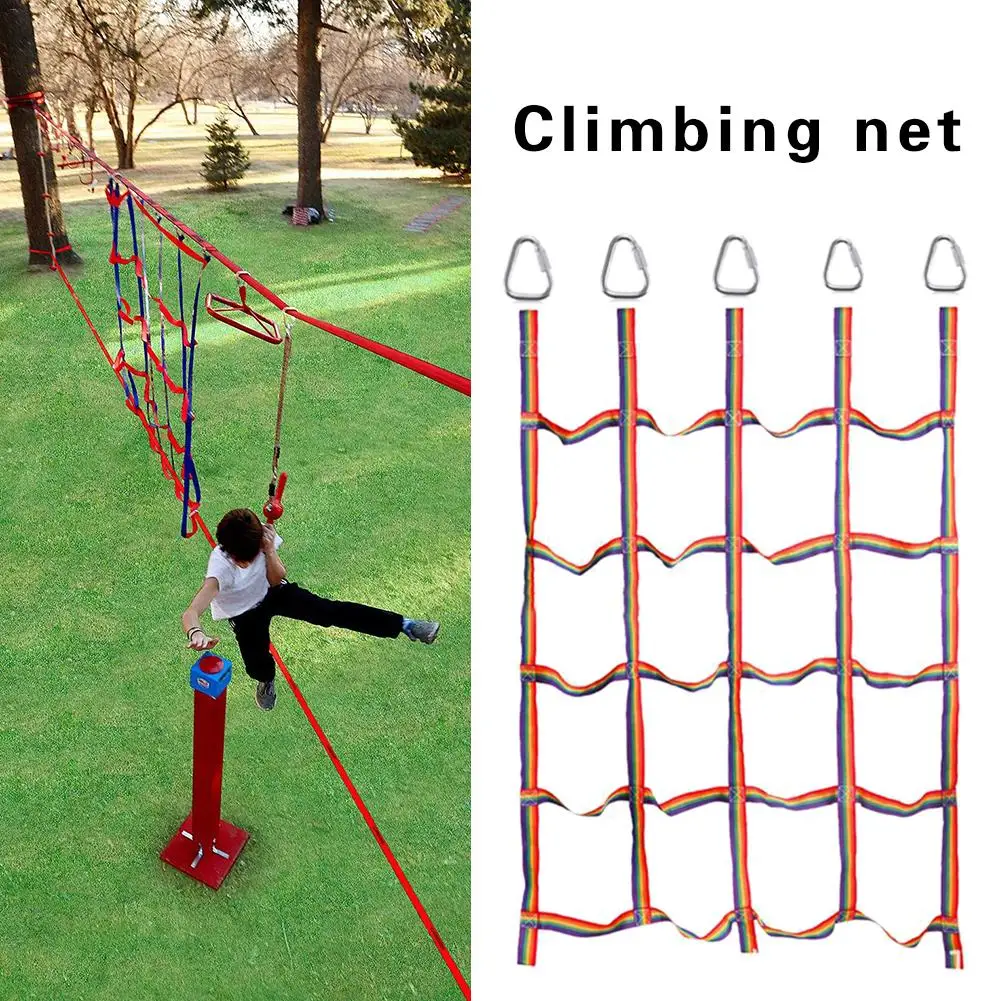 Home Gym For Kids - 250 キロ屋外子供クライミングネットレインボーリボンネット体力トレーニングクライミングネット子供の遊び場スイングぶら下げ踏み台