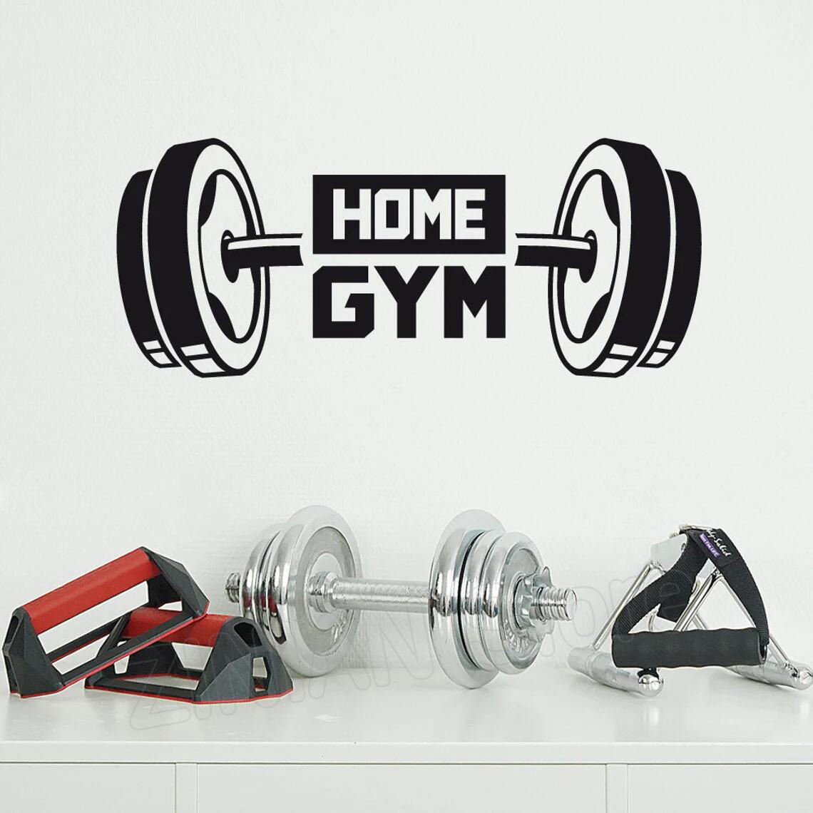 Home Gym Wallpaper - ホームジムの装飾用ウォールステッカー,ダンベル,ビニール,壁の装飾,バーベル,ガレージ,タトゥー,壁紙,a705