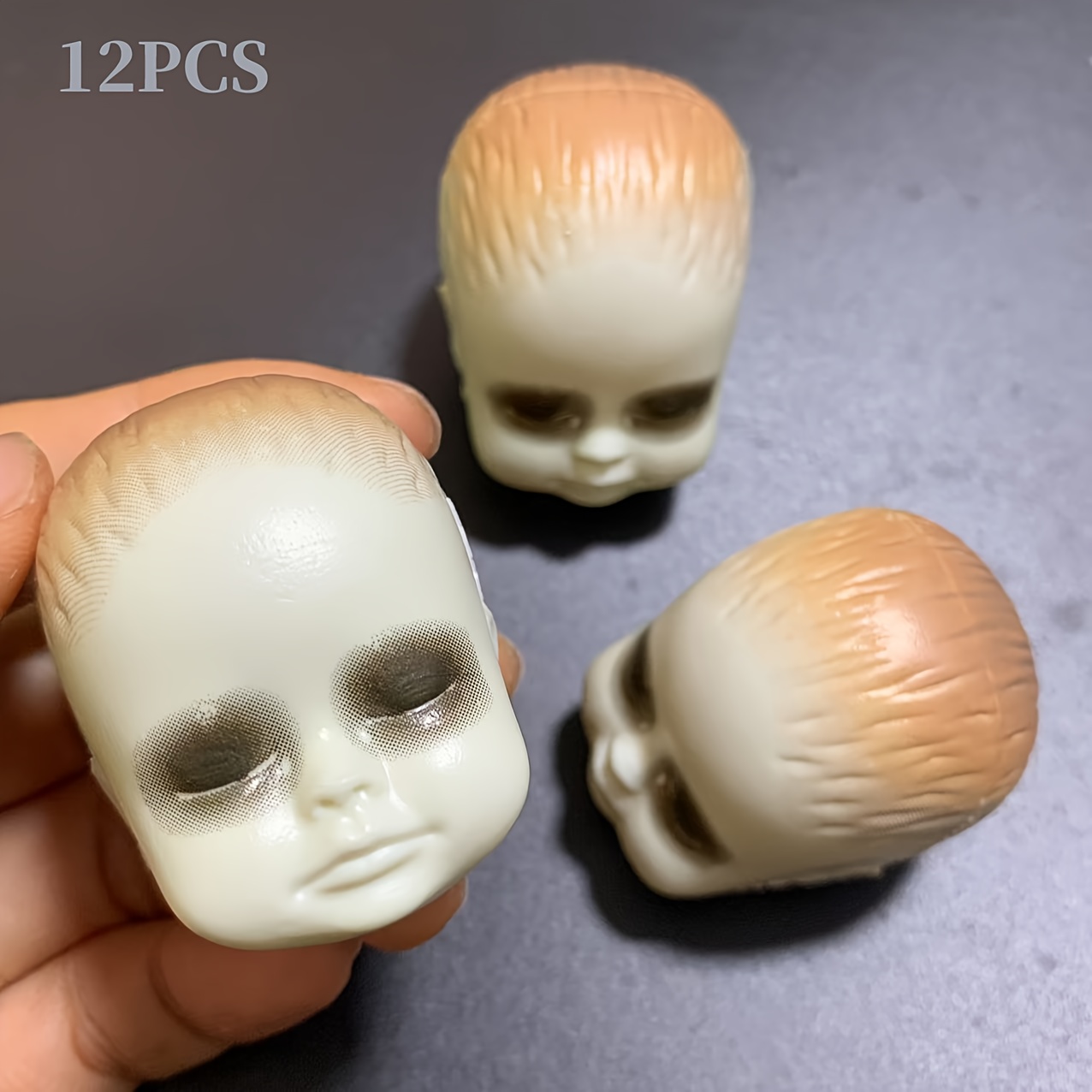 12個の不気味な人形の頭飾り、怖いミニ人形の頭の小道具、ハロ - Head Racket Boom のレビューと価格