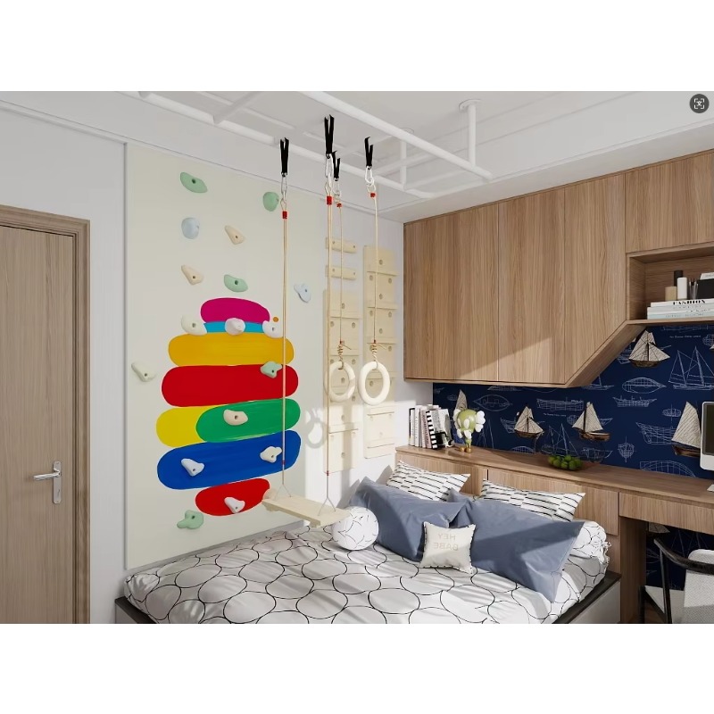 子供用室内合板製クライミングウォールジム、幼児用ブランコ、は - Home Gym For Kids のレビューと価格