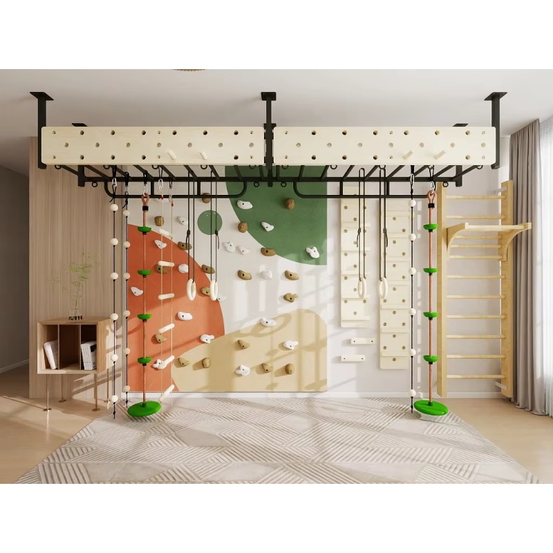 子供用室内合板製クライミングウォールジム、幼児用ブランコ、は - Home Gym For Kids のレビューと価格