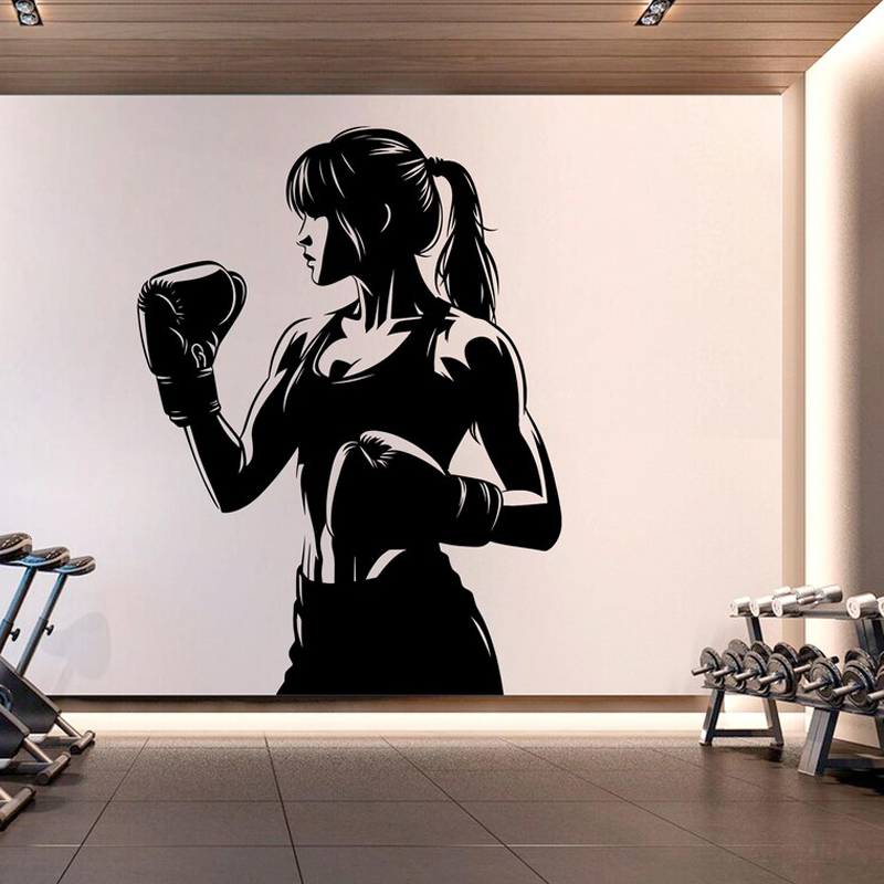 ボクシングガール ジム ウォールデカール ガールパワー フィ - Home Gym Wallpaper のレビューと価格