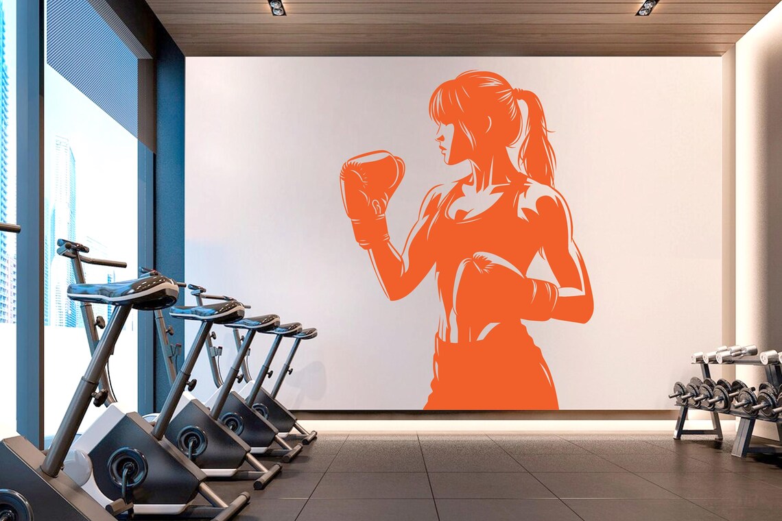 ボクシングガール ジム ウォールデカール ガールパワー フィ - Home Gym Wallpaper のレビューと価格