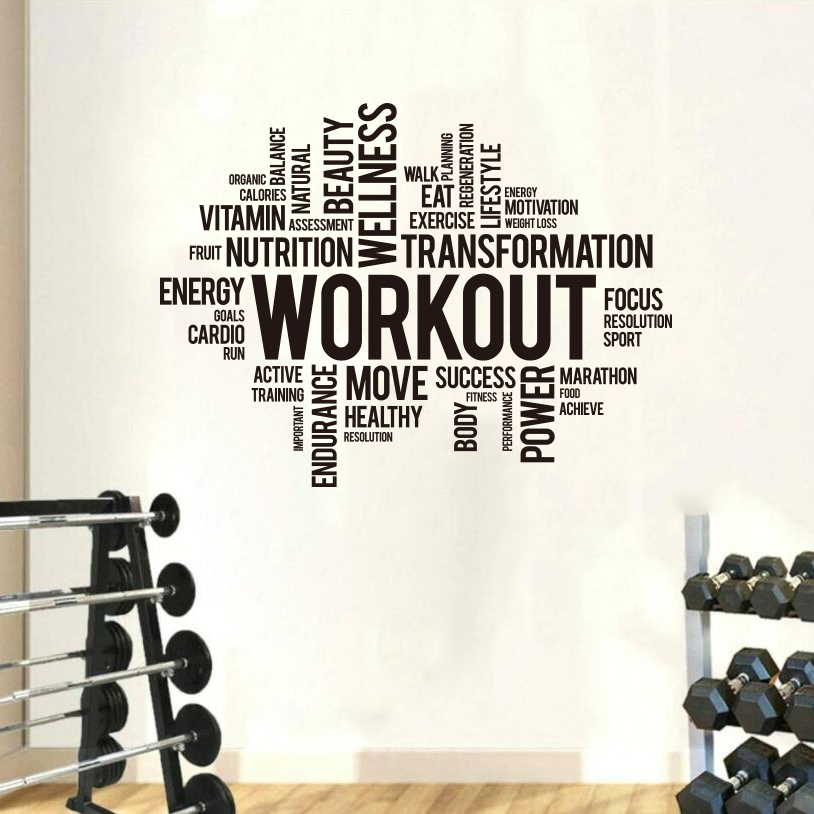ジムトレーニングワードクラウドウォールステッカーオフィスクロ - Home Gym Wallpaper のレビューと価格