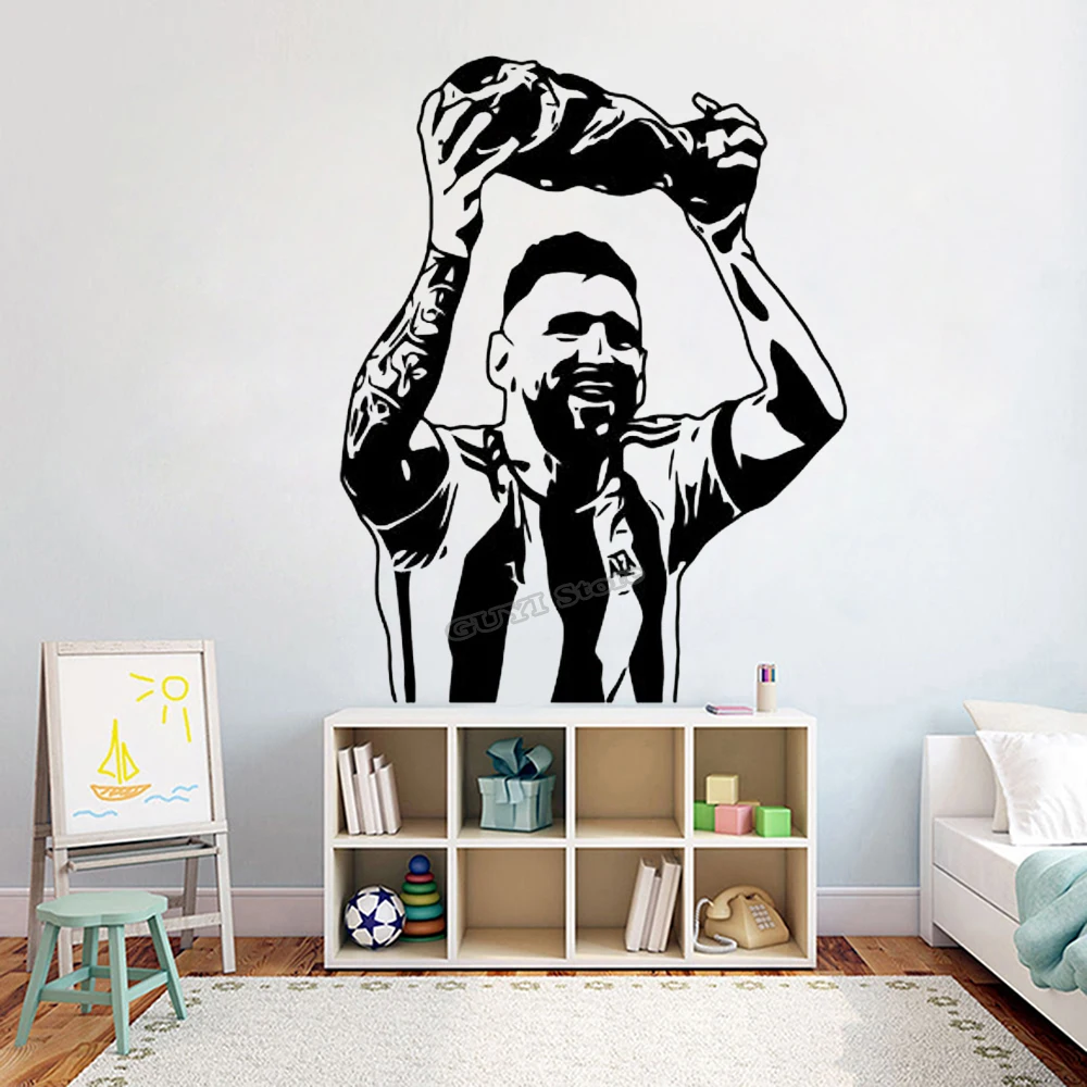 メッシ ウォール ステッカー ビニール デカール サッカー  - Home Gym Wallpaper のレビューと価格