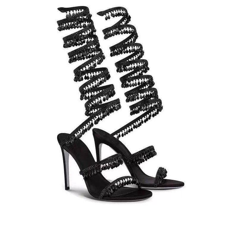 薄いハイヒールサンダル夏の新しいヘビの形をしたラップクリスタ - Ankle Strap Attachment のレビューと価格