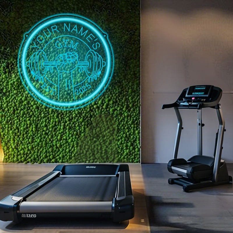 カスタムLEDジムネオンサインバーベルダンベルUSB壁飾りホ - Home Gym Interior Design のレビューと価格